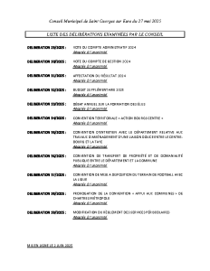LISTE DES DELIBERATIONS 27052025