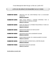 LISTE DES DELIBERATIONS 03072025