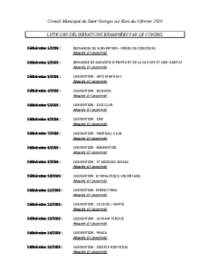 LISTE DES DELIBERATIONS 09022026