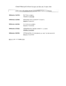 LISTE DES DELIBERATIONS 21032026