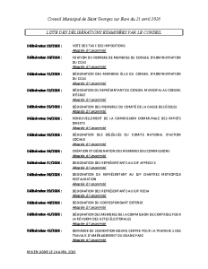 LISTE DES DELIBERATIONS 21042026
